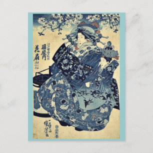 The courtesan Hanao of Ogiya by Utagawa,Kuniyoshi Postcard