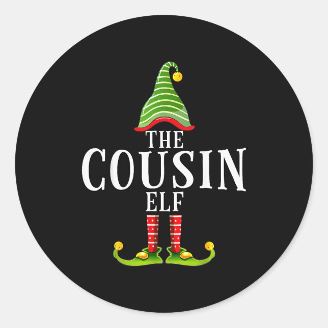 The Cousin Elf Funny Matching Pajama Xmas  Classic Round Sticker (Front)