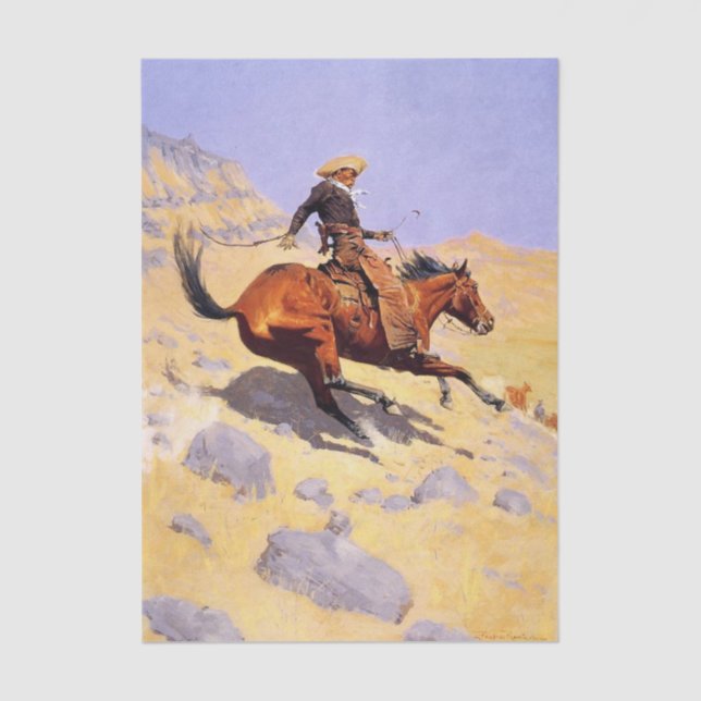 The Cowboy by Frederic Remington Tissue Paper (Front)