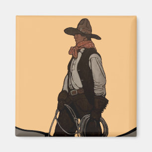 The Cowboy Magazine Cover by NC Wyeth Magnet