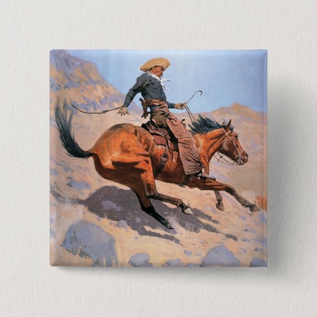 The Cowboy (oil on canvas) 15 Cm Square Badge (Front)