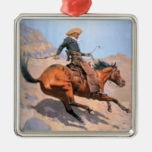 The Cowboy (oil on canvas) Metal Ornament