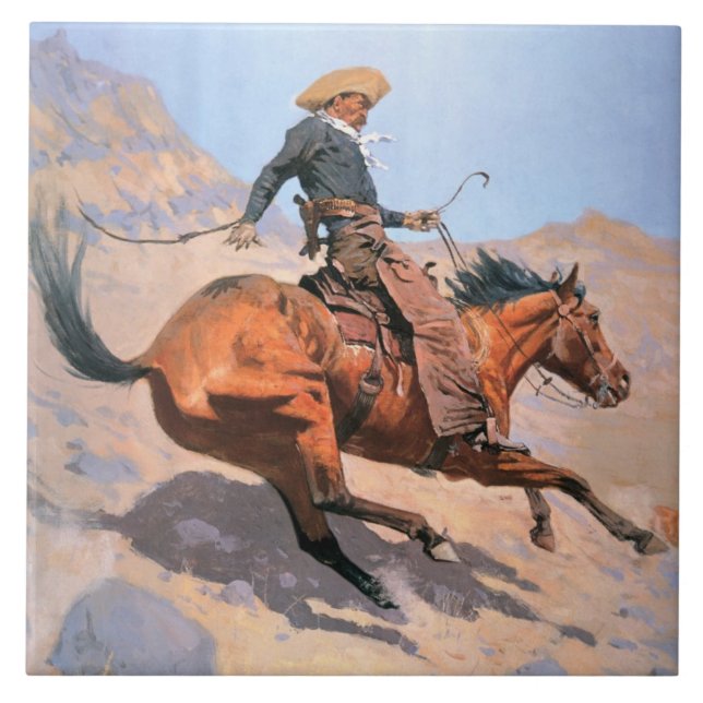 The Cowboy (oil on canvas) Tile (Front)