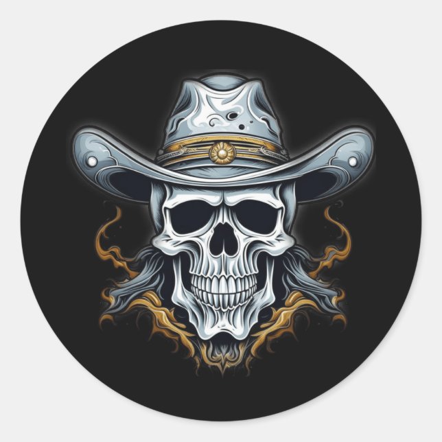 The Cowboy Skeleton Classic Round Sticker (Front)
