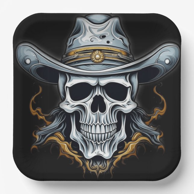 The Cowboy Skeleton Paper Plate (Front)