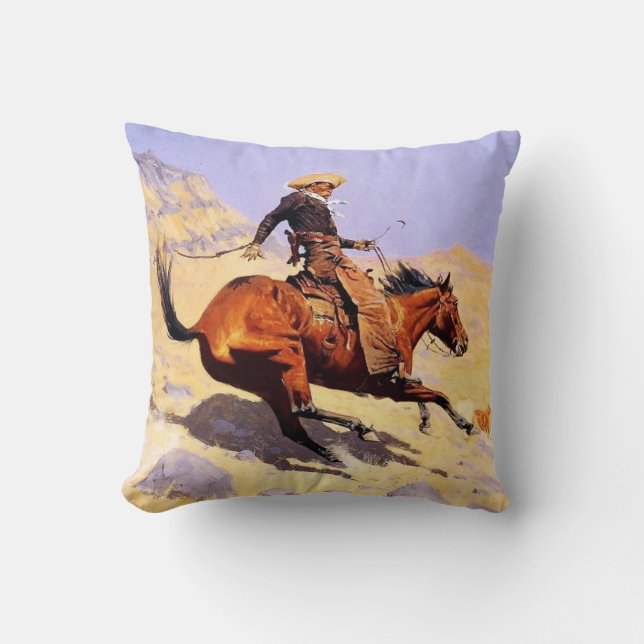 The Cowboy Western Art by Frederic Remington Cushion (Front)