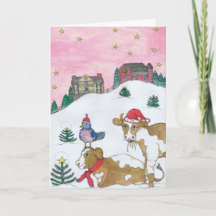 The Cows Come Home For Christmas Holiday Card