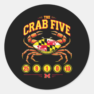 The Crab Five Crab Flag Maryland Classic Round Sticker