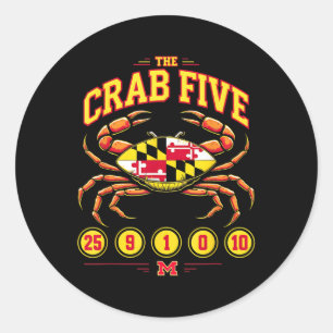 The Crab Five Crab Flag Maryland  Classic Round Sticker