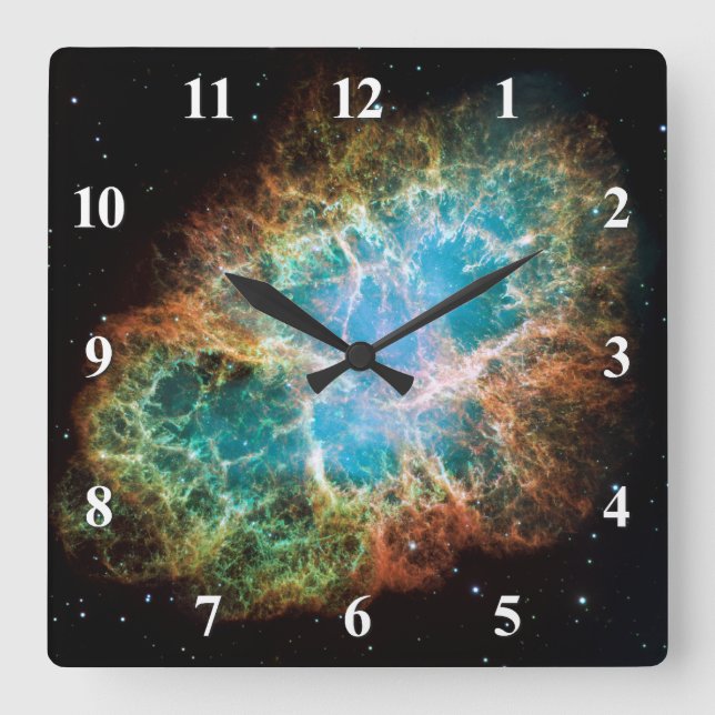 The Crab Nebula Celestial Space Photo Square Wall Clock (Front)