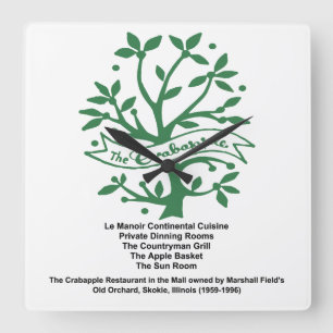 The Crabapple Restaurant, Skokie, IL Square Wall Clock