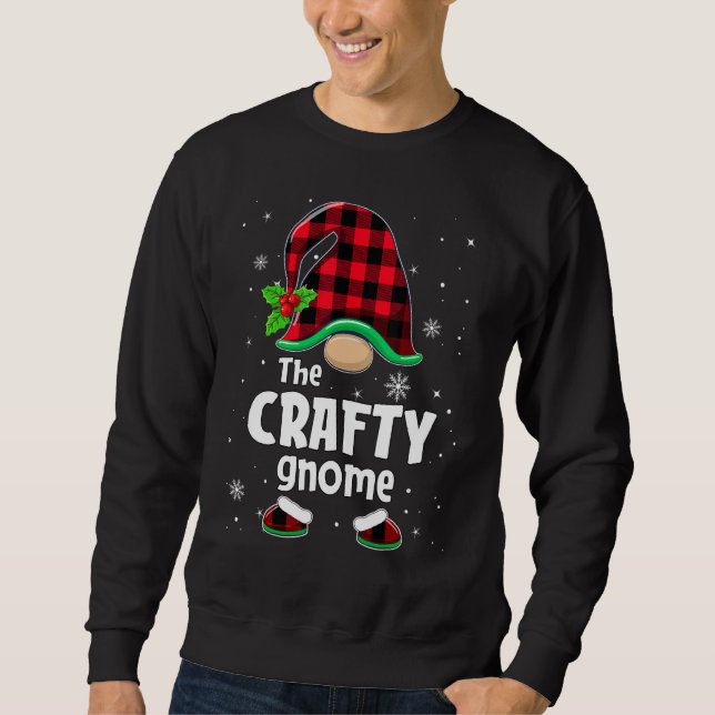 The Crafty Gnome Buffalo Plaid Christmas Matching  Sweatshirt (Front)