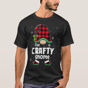 The Crafty Gnome Buffalo Plaid Christmas Matching  T-Shirt