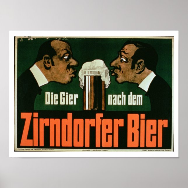 'The Craving for the Zirndurfer Beer' (colour lith Poster (Front)