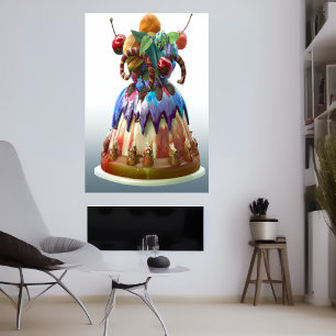 The crazy birthday cake   AI Art Poster