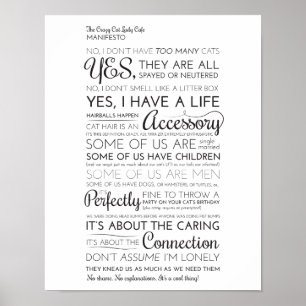 The Crazy Cat Lady Cafe Manifesto Poster