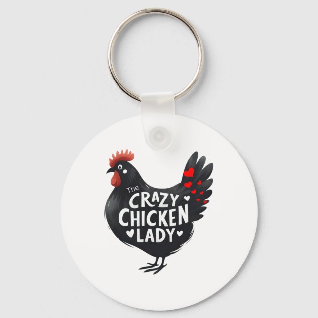 The Crazy Chicken Lady Sticker  Key Ring (Front)