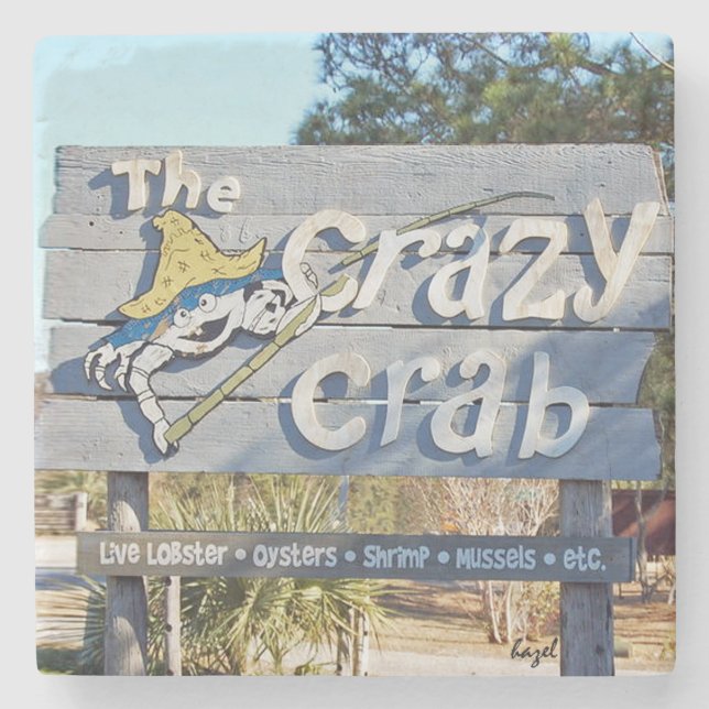 The Crazy Crab, Hilton Head Island Marble Coaster. Stone Coaster (Front)