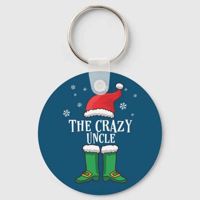 The Crazy Uncle - Matching Family Christmas Elf  Key Ring (Front)