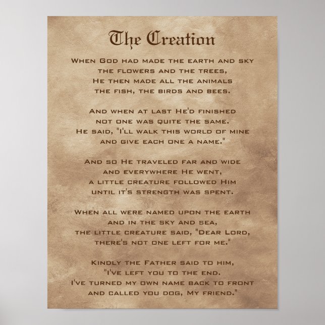 The Creation Dog Poem Poster (Front)