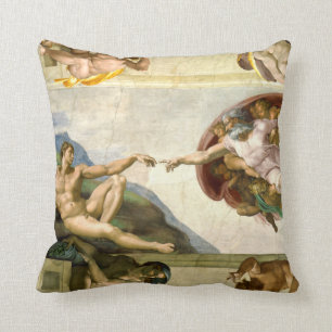 The Creation of Adam by Michelangelo Fine Art Cushion