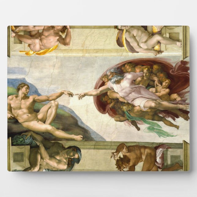 The Creation of Adam by Michelangelo Fine Art Plaque (Front)