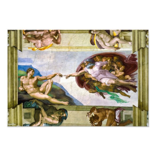 The Creation of Adam by Michelangelo Photo Print (Front)