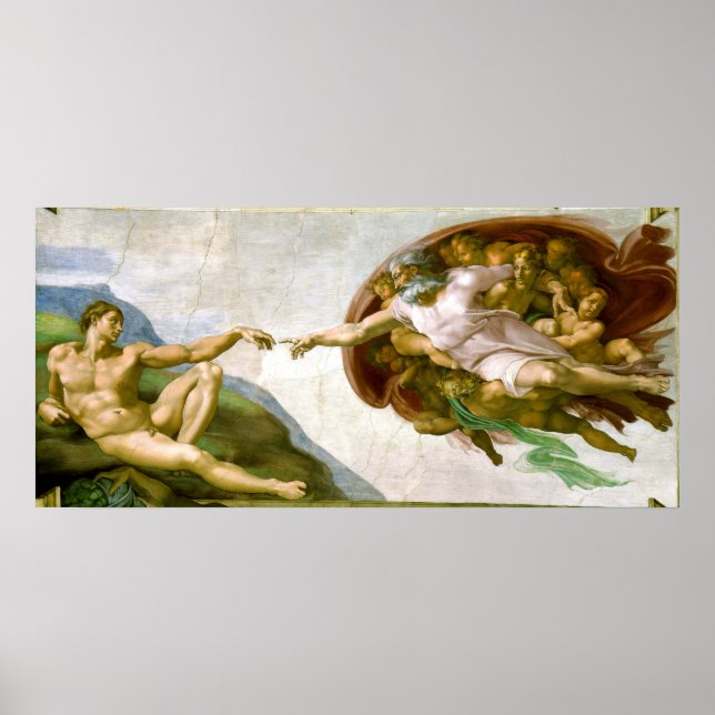 The Creation of Adam by Michelangelo Poster (Front)
