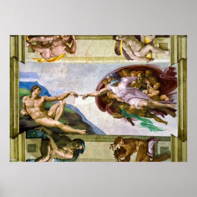 The Creation of Adam by Michelangelo Poster (Front)