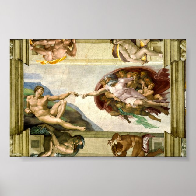 The Creation of Adam by Michelangelo Poster (Front)