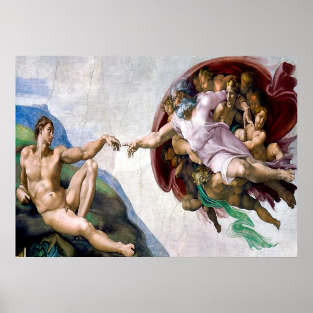 The Creation of Adam by Michelangelo Poster (Front)