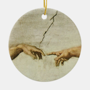 The Creation of Adam Close Up Detail Ceramic Ornament