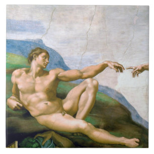 The Creation of Adam (detail), Michelangelo Ceramic Tile