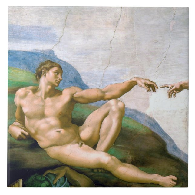 The Creation of Adam (detail), Michelangelo Ceramic Tile (Front)