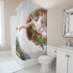 The Creation of Adam (detail), Michelangelo Shower Curtain
