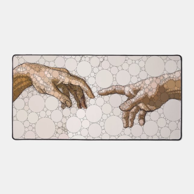 The Creation of Adam, Hands by After Michelangelo Desk Mat (Front)