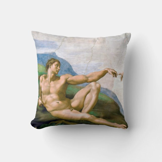 The Creation of Adam, Michelangelo, 1508-1512 Cushion (Front)