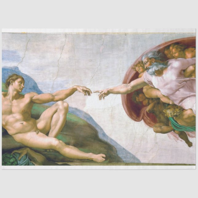 The Creation of Adam, Michelangelo, 1508-1512 Tissue Paper (Front)