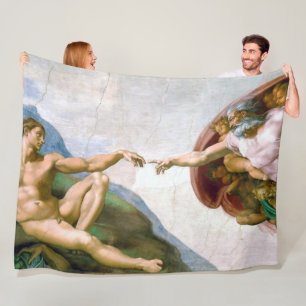 The Creation of Adam, Michelangelo Fleece Blanket