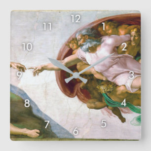 The Creation of Adam, Michelangelo Square Wall Clock