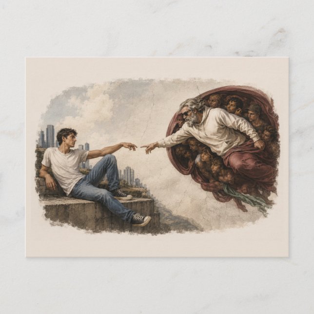 The Creation of Adam - Modern Twist  Postcard (Front)