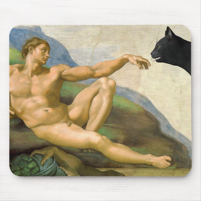 The Creation Of Adam Parody Mouse Pad (Front)