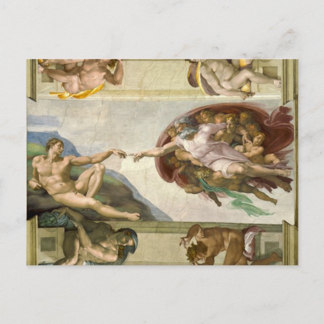 The Creation of Adam, Sistine Chapel, Michelangelo Postcard (Front)