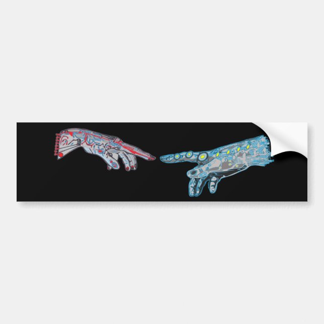The Creation of AI Cyber-Adam God and Man Bumper Sticker (Front)