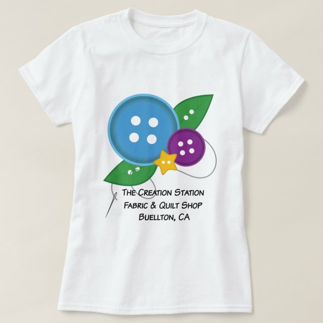 The Creation Station Button T-Shirt (Blue Version) (Design Front)