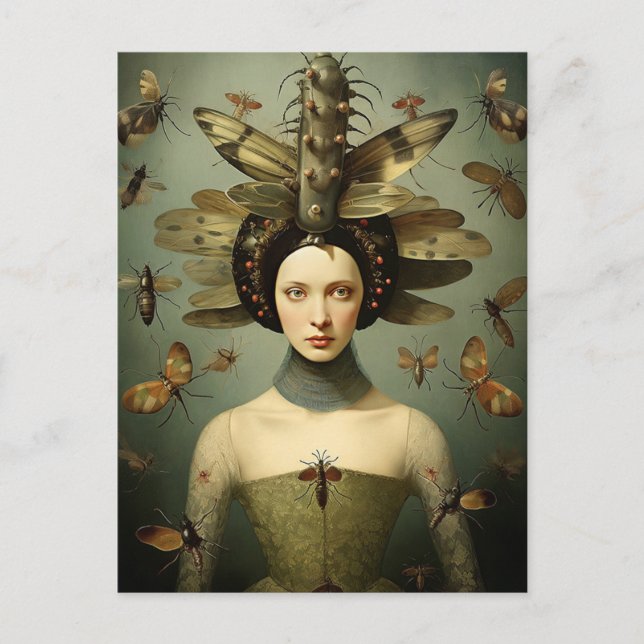 The Creepy Retro Bug Lady Postcard (Front)