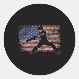 The Cricket Usa Flag Retro Cricketer Men Cricket Classic Round Sticker