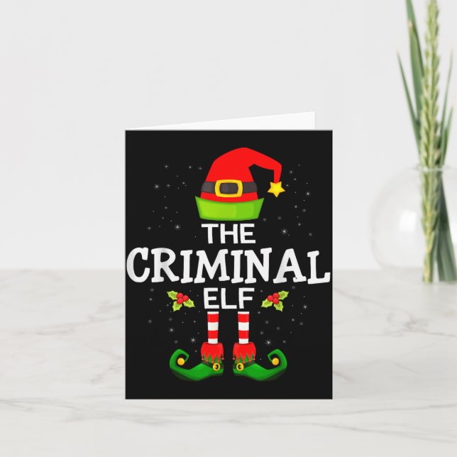 The Criminal Elf Christmas Family Matching Pajama  Card (Front)