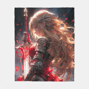 The Crimson Knight Anime Warrior Princess Art Fleece Blanket
