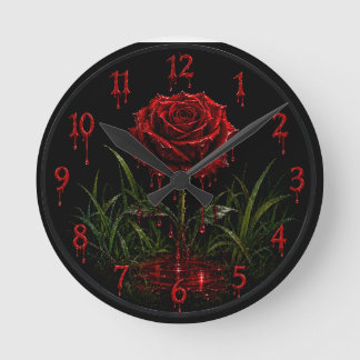 The Crimson Rose Gothic Blood Drip Wall Clock –